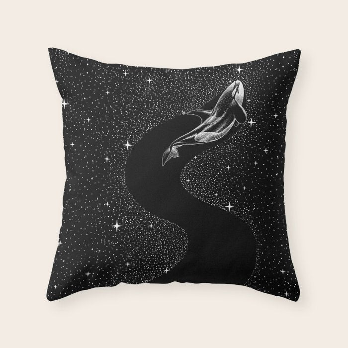 Starry Orca (Black Version) Throw Pillow