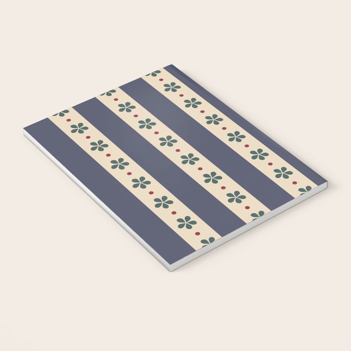 Blue Stripes And Flowers Notebook Gallery Image 3
