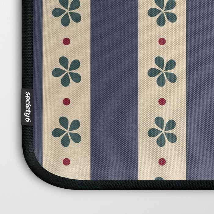 Blue Stripes And Flowers Laptop Sleeve Gallery Image 3