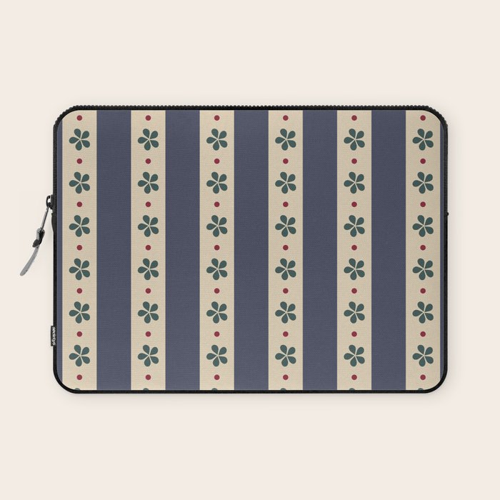 Blue Stripes And Flowers Laptop Sleeve Gallery Image 1