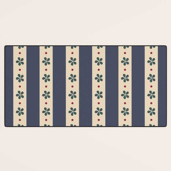 Blue Stripes And Flowers Desk Mat Gallery Image 3