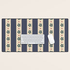 Blue Stripes And Flowers Desk Mat Gallery Image 1