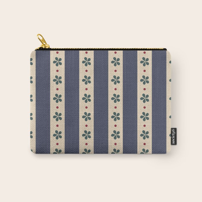 Blue Stripes And Flowers Carry All Pouch Gallery Image 1