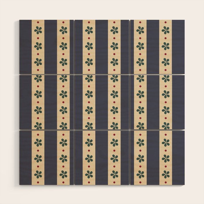 Blue Stripes And Flowers Wood Wall Art Gallery Image 1