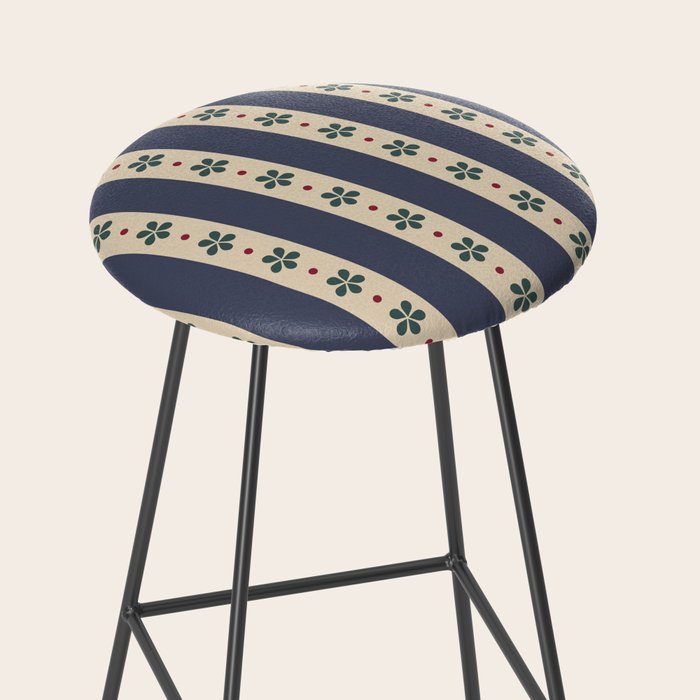 Blue Stripes And Flowers Stool Gallery Image 2