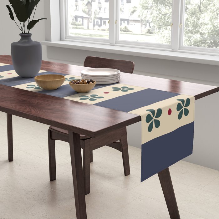 Blue Stripes And Flowers Table Runner Gallery Image 2