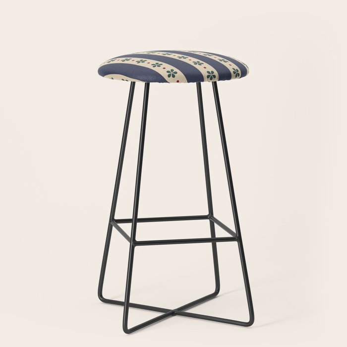 Blue Stripes And Flowers Stool Gallery Image 1
