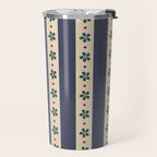 Blue Stripes And Flowers Travel Mug Gallery Image 2