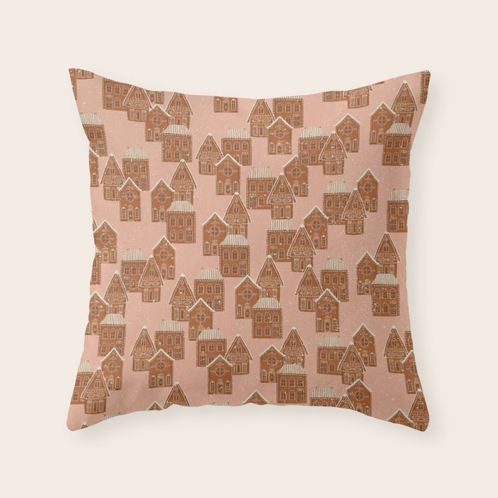 Gingerbread Pink Throw Pillow Gallery Image 1