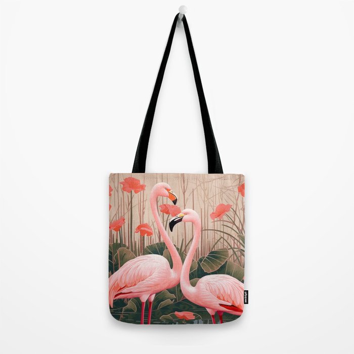 Pink Flamingo Pair In The Bloom Tote Bag Gallery Image 2