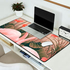 Pink Flamingo Pair In The Bloom Desk Mat Gallery Image 2