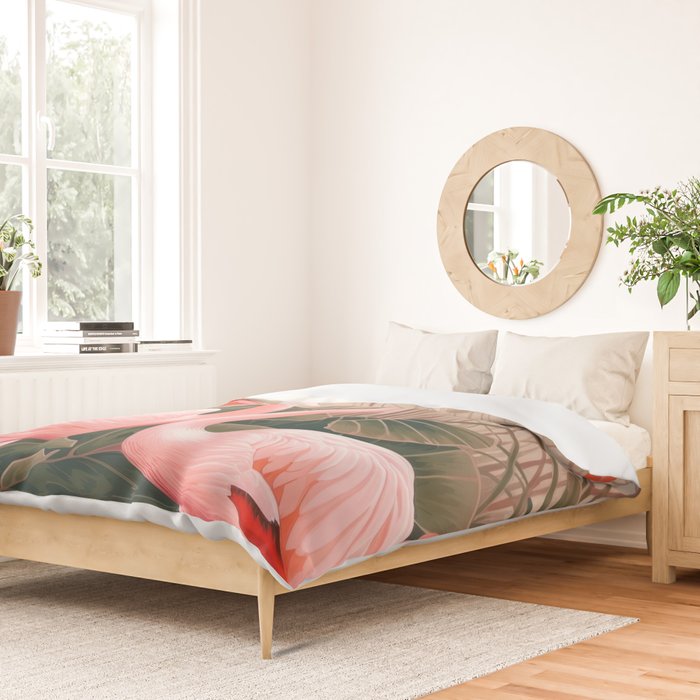 Pink Flamingo Pair In The Bloom Duvet Cover Gallery Image 2