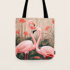 Pink Flamingo Pair In The Bloom Tote Bag Gallery Image 1