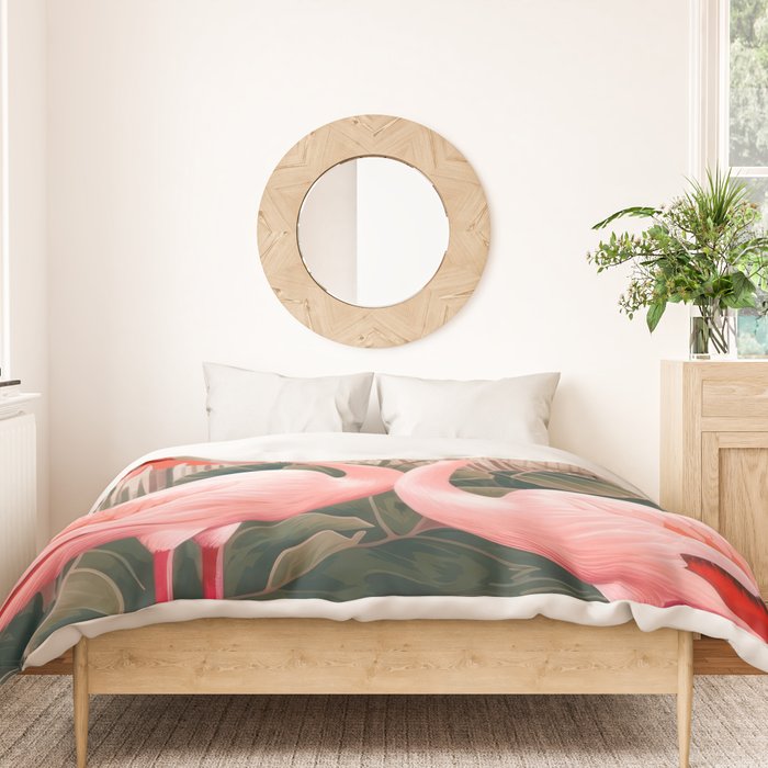 Pink Flamingo Pair In The Bloom Duvet Cover Gallery Image 3