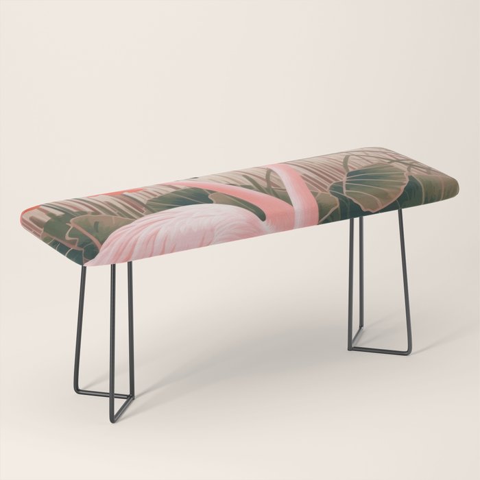 Pink Flamingo Pair In The Bloom Bench Gallery Image 1