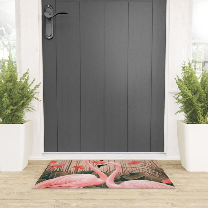 Pink Flamingo Pair In The Bloom Welcome Mat Gallery Image 3