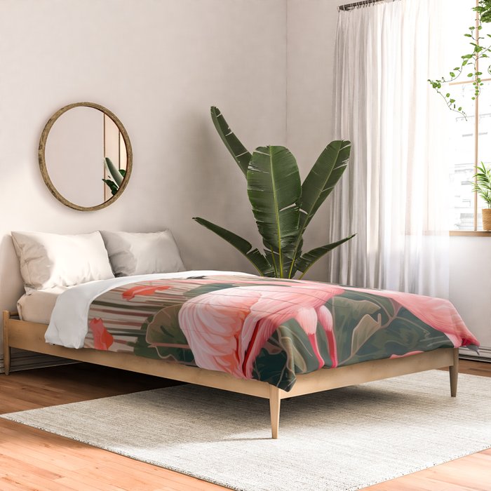Pink Flamingo Pair In The Bloom Comforter Gallery Image 2