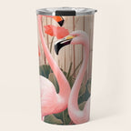 Pink Flamingo Pair In The Bloom Travel Mug Gallery Image 1
