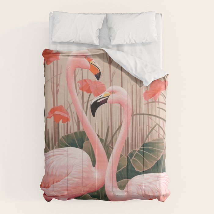 Pink Flamingo Pair In The Bloom Comforter Gallery Image 6