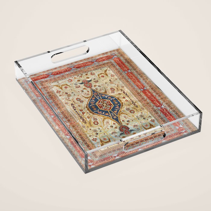 Heriz Silk Northwest Persian Carpet Print Acrylic Tray Gallery Image 1