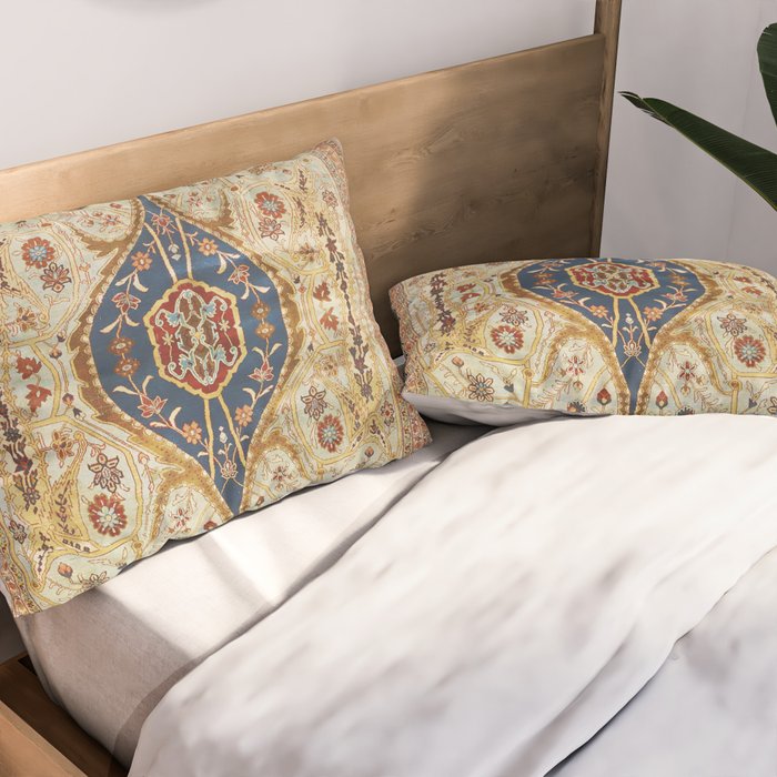 Heriz Silk Northwest Persian Carpet Print Pillow Sham Gallery Image 2