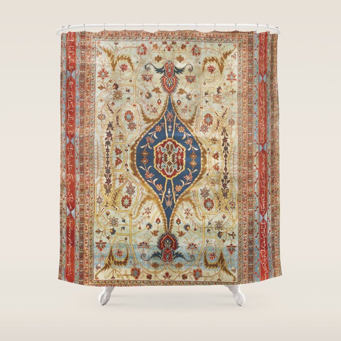Heriz Silk Northwest Persian Carpet Print Shower Curtain Gallery Image 1