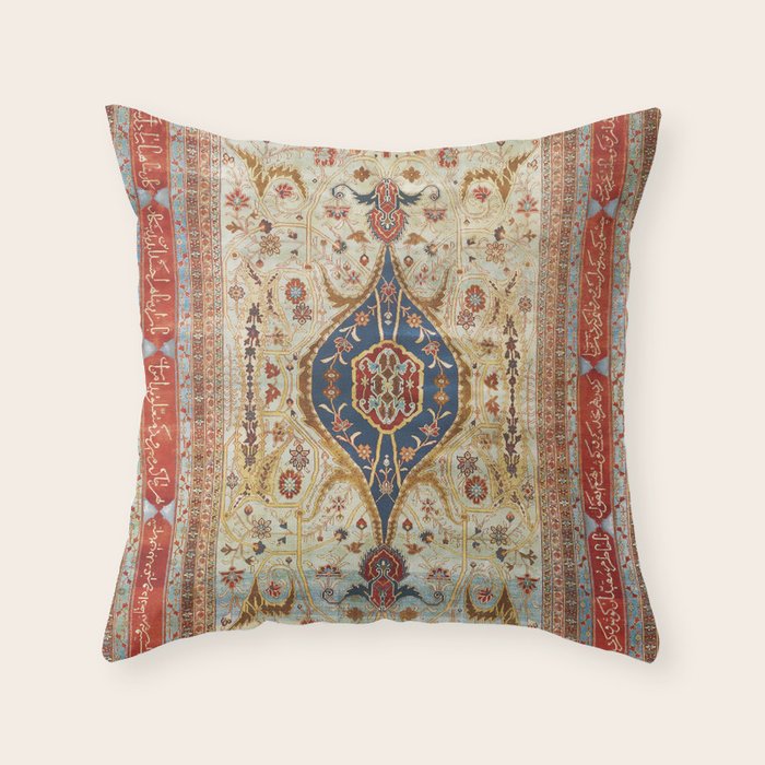 Heriz Silk Northwest Persian Carpet Print Throw Pillow Gallery Image 1