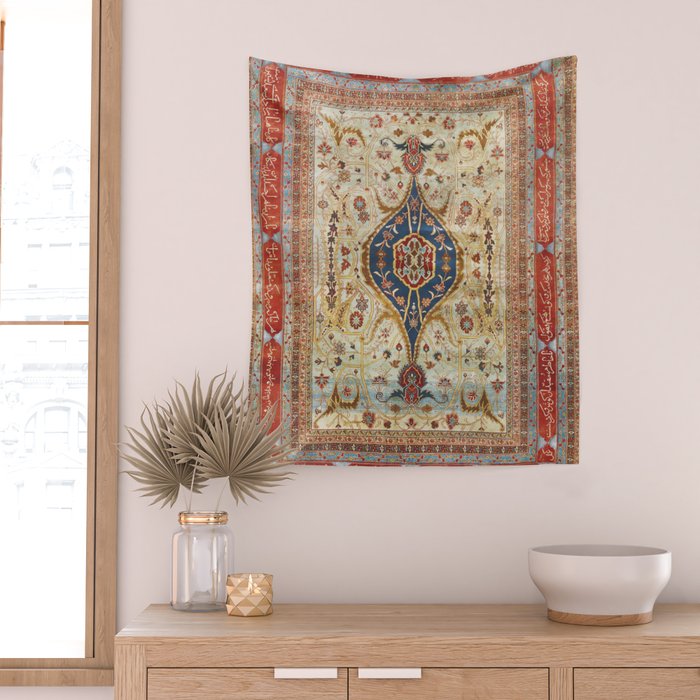Heriz Silk Northwest Persian Carpet Print Wall Tapestry Gallery Image 2