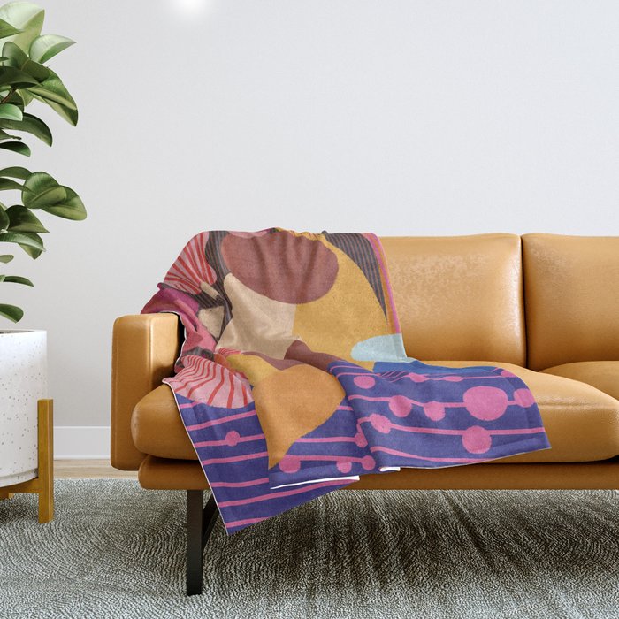 Mushroom abstract pattern Throw Blanket Gallery Image 1