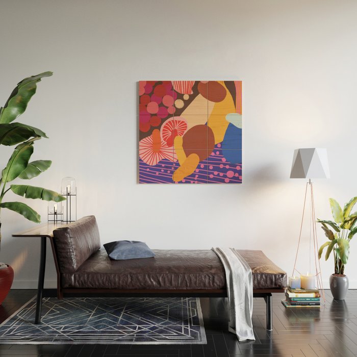Mushroom abstract pattern Wood Wall Art Gallery Image 2
