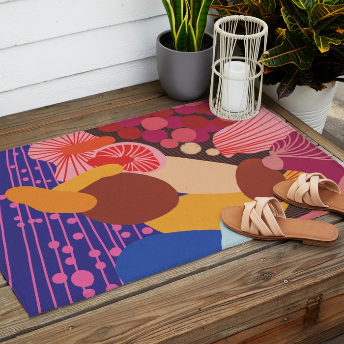 Mushroom abstract pattern Outdoor Rug Gallery Image 2