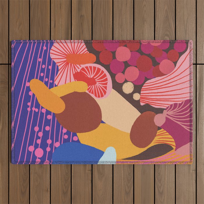Mushroom abstract pattern Outdoor Rug Gallery Image 1