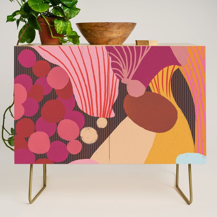 Mushroom abstract pattern Credenza Gallery Image 1
