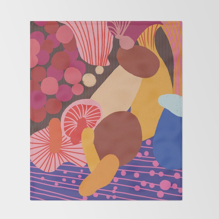 Mushroom abstract pattern Throw Blanket Gallery Image 2
