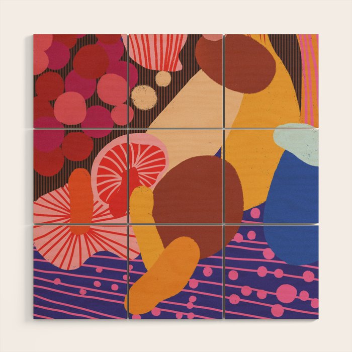 Mushroom abstract pattern Wood Wall Art Gallery Image 1