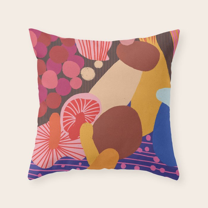Mushroom abstract pattern Throw Pillow Gallery Image 6