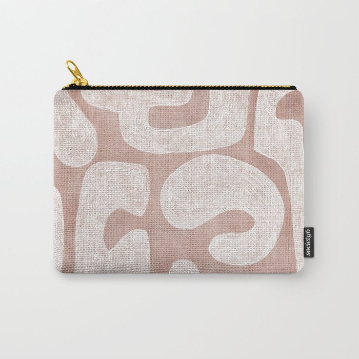 Terracotta White Shapes Abstract Artwork Carry All Pouch Gallery Image 1