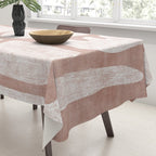 Terracotta White Shapes Abstract Artwork Tablecloth Gallery Image 3