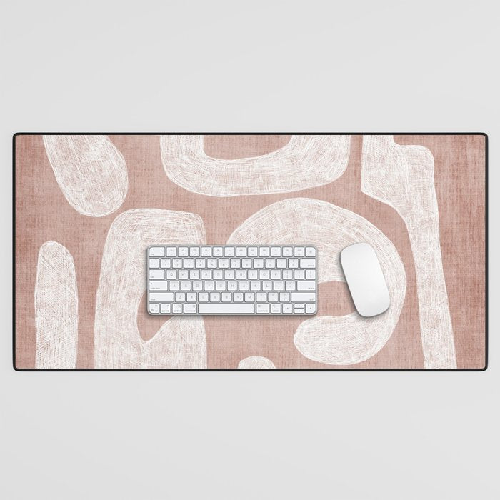 Terracotta White Shapes Abstract Artwork Desk Mat Gallery Image 1