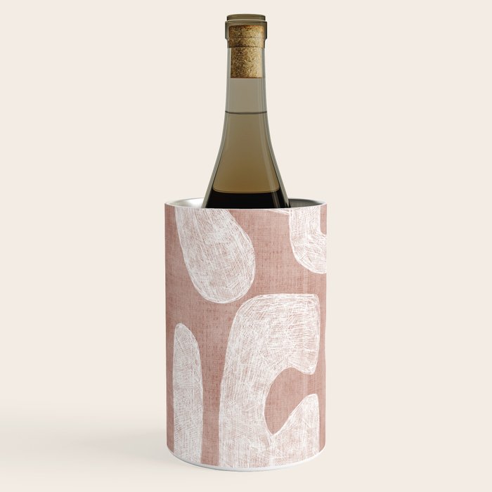 Terracotta White Shapes Abstract Artwork Wine Chiller Gallery Image 2