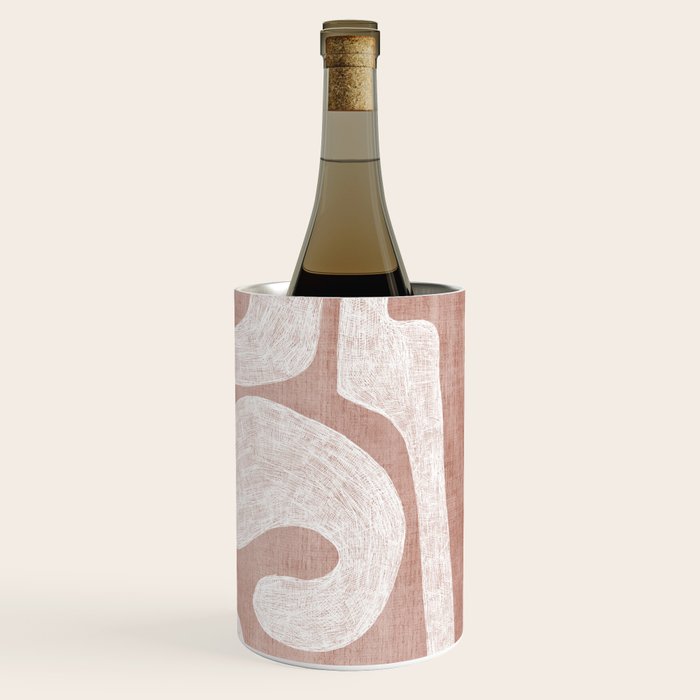 Terracotta White Shapes Abstract Artwork Wine Chiller Gallery Image 3