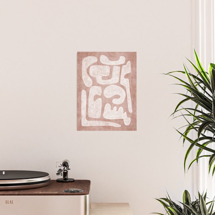 Terracotta White Shapes Abstract Artwork Poster Gallery Image 2