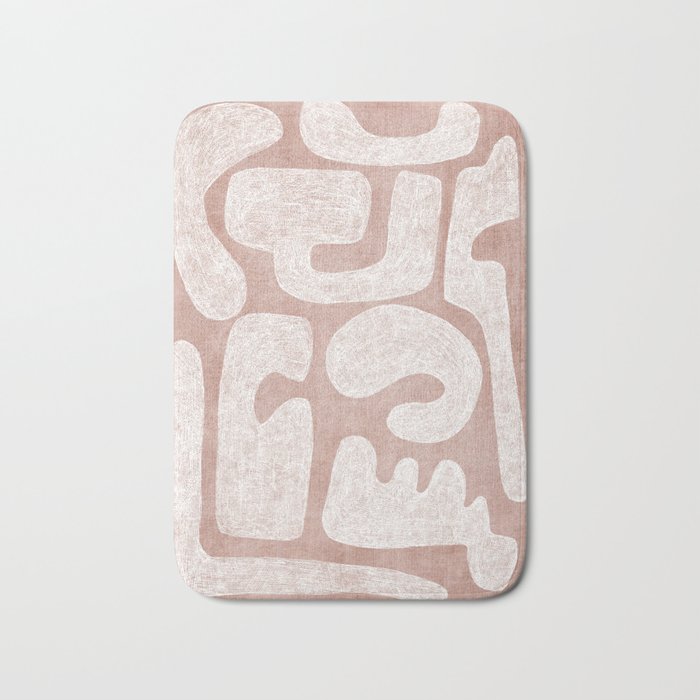 Terracotta White Shapes Abstract Artwork Bath Mat Gallery Image 1