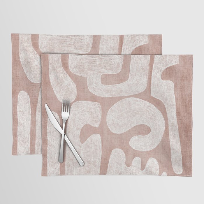 Terracotta White Shapes Abstract Artwork Placemat Gallery Image 1