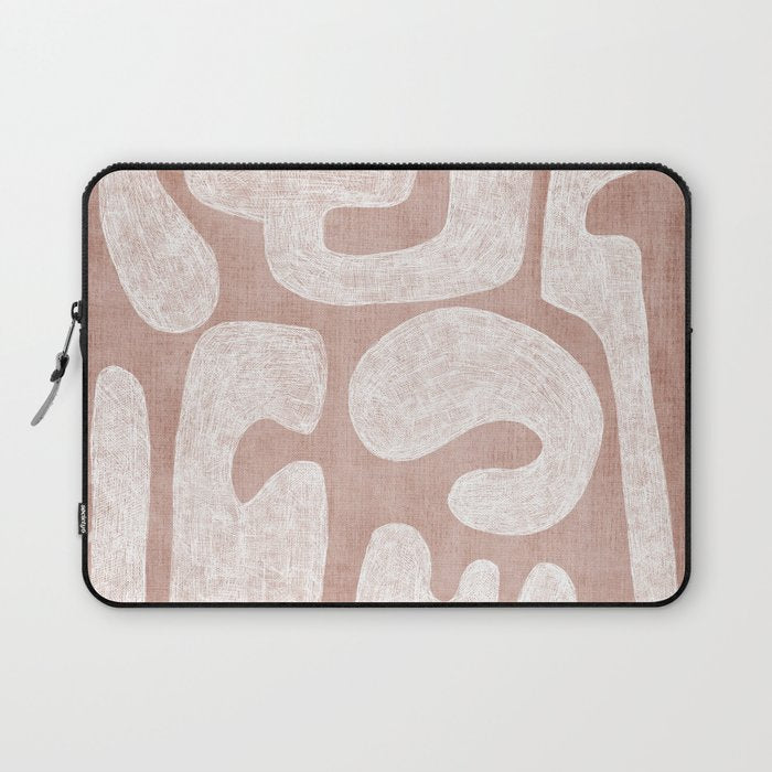 Terracotta White Shapes Abstract Artwork Laptop Sleeve Gallery Image 1
