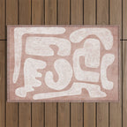 Terracotta White Shapes Abstract Artwork Outdoor Rug Gallery Image 1