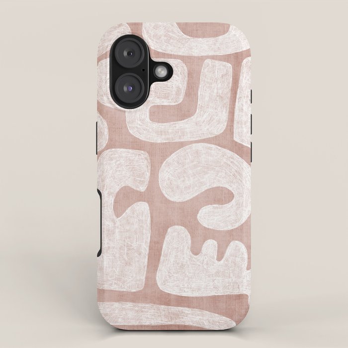 Terracotta White Shapes Abstract Artwork iPhone Case Gallery Image 1