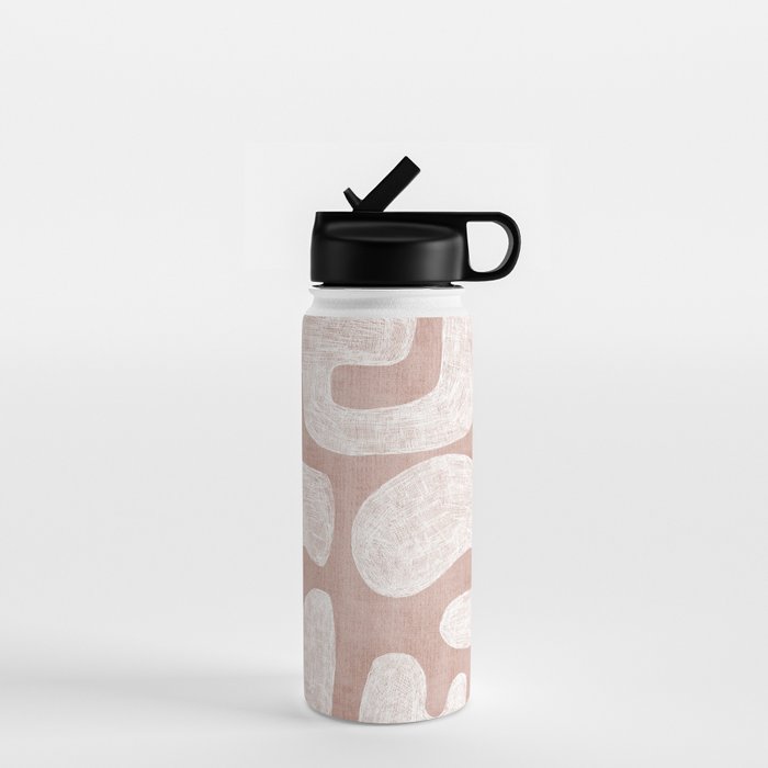 Terracotta White Shapes Abstract Artwork Water Bottle Gallery Image 1