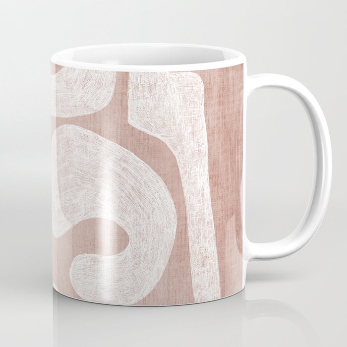 Terracotta White Shapes Abstract Artwork Coffee Mug Gallery Image 1