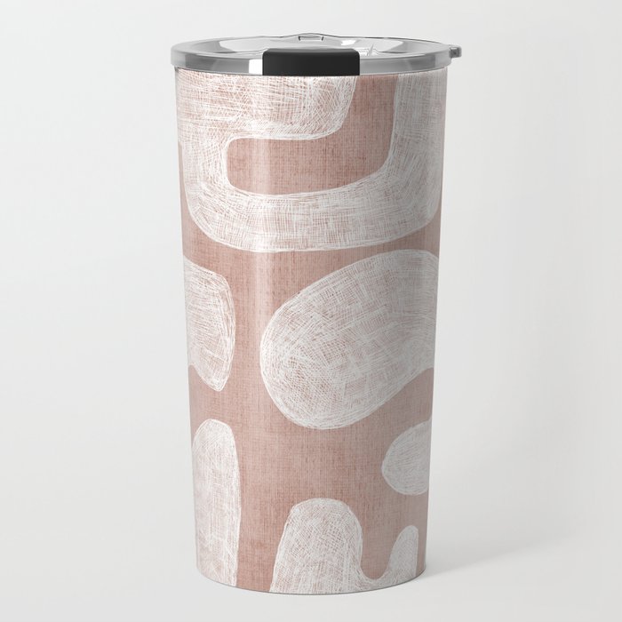 Terracotta White Shapes Abstract Artwork Travel Mug Gallery Image 1